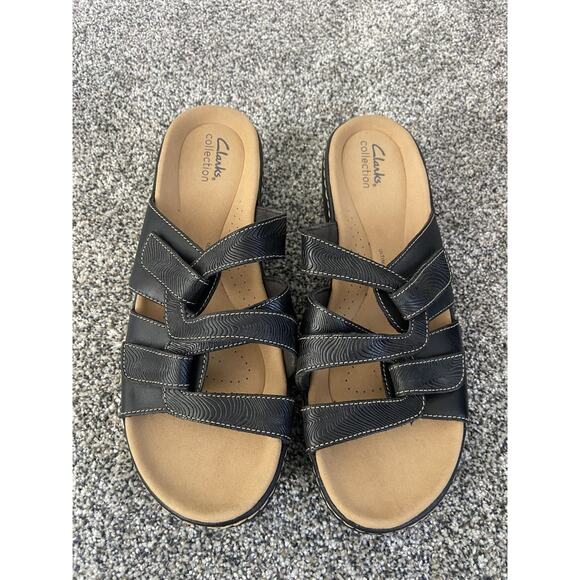 Women’s Clark’s Merliah Karli Sandals Black Leather Size 11 W Adjustable NEW - Picture 3 of 6